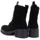 5. Women's leather ankle boots with a block heel and platform, black Vinceza 67009
