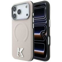Karl Lagerfeld Grained Embossed Ring & Kameo Logo MagSafe Case for iPhone 18 Pro Max / 17 Pro Max - Beige