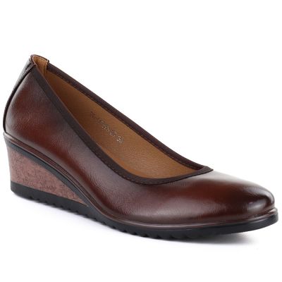 Women's brown wedge shoes Vinceza 58628