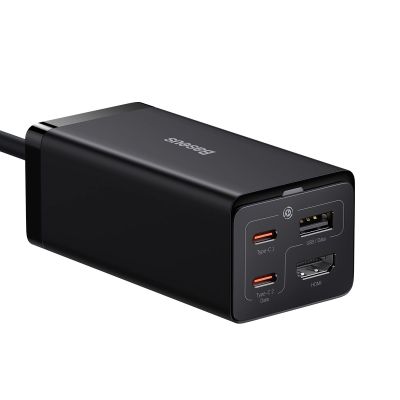 4. Baseus fast charger GaN5 Pro HUB HDMI 2 x USB-C / USB-A / HDMI 4K 30Hz 1.5m black + USB-C cable - USB-C 100W 40Gb/s (USB4) 1m (CCGP110201)