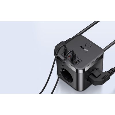 4. Baseus PowerCombo 3AC+2U+2C 30W EU Power Strip (1.5m; black)