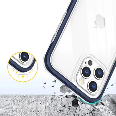 6. Clear 3in1 case for iPhone 12 Pro Max blue frame gel cover