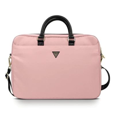 Guess Nylon Triangle Logo bag for a 16" laptop - pink
