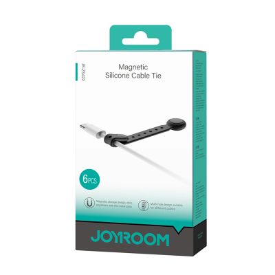4. Joyroom JR-ZS422 Cable Organizer Silicone Headband with Magnet, Set of 6 - Black