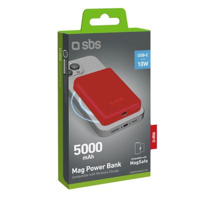 2. Powerbank SBS TEBB5000MAG1CR 5000 mAh compatible with MagSafe - red