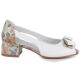 2. Open toe block heel pumps with bow, white Potocki 12812