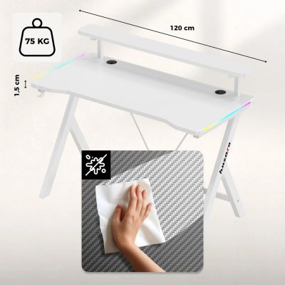 3. Huzaro Hero 1.9 RGB White Desk