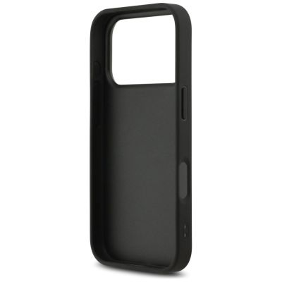 7. DKNY Repeat Texture Pattern with Tonal Stripe iPhone 17 Pro Case - Black