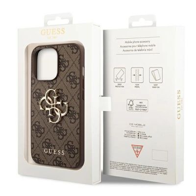 8. Guess 4G Big Metal Logo Case for iPhone 14 Pro - Brown
