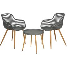 BALCONY FURNITURE SET TABLE AND 2 CHAIRS GRAY