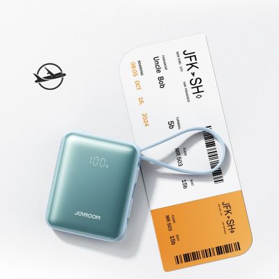 10. Joyroom JR-PBF27 22.5W 10000mAh Powerbank with Two Built-in Cables - Blue