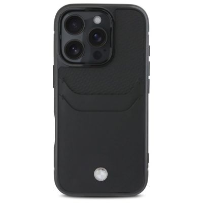 3. BMW Sign Leather Cardslot Case for iPhone 16 Pro Max - Black