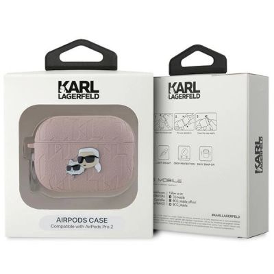 4. Karl Lagerfeld Monogram Karl & Choupette Head case for AirPods Pro 2 - pink