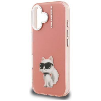 6. Karl Lagerfeld IML Aquarelle Choupette & Logo iPhone 16 Case - Pink