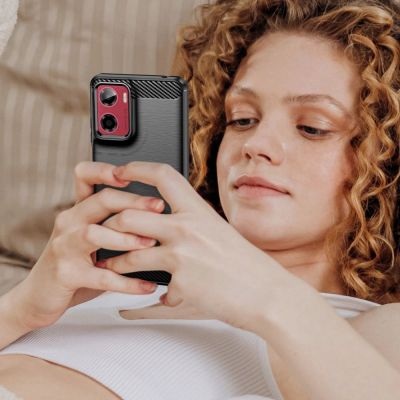 6. Tech-Protect TPUCarbon Case for Motorola Moto G05 / E15 - Black