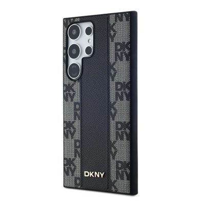 2. DKNY Leather Checkered Mono Pattern MagSafe Case for Samsung Galaxy S24 Ultra - Black