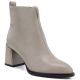Women's beige leather high-heeled ankle boots Vinceza 67057