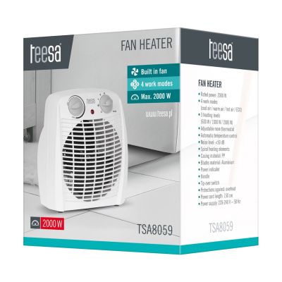 3. TEESA FAN HEATER 0.8KW/1.2KW/2KW WHITE TSA8059