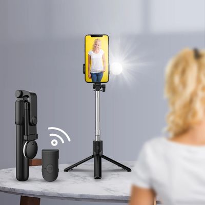 17. Selfie stick WR1YXS telescopic tripod 0.71m with round lamp - black