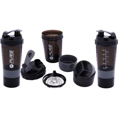 9. FITNESS SHAKER BOTTLE 500ML BLACK GRAY PURE 2 IMPROVE