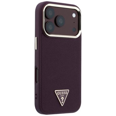 4. Guess Grained Triangle Logo MagSafe case for iPhone 18 Pro / 17 Pro - burgundy