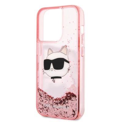 6. Karl Lagerfeld KLHCP14XLNCHCP iPhone 14 Pro Max 6.7" pink/pink hardcase Glitter Choupette Head