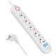 MACLEAN POWER STRIP EXTENSION CORD 5 OUTLETS + 3XUSB, 110-240V AC 50/60HZ, 2.1A MAX 2500W, 1.5M, WHITE MCE395W