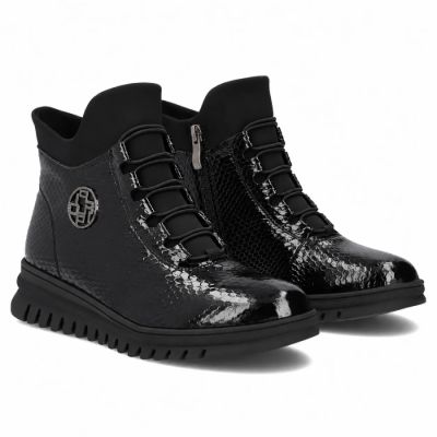 4. Black Patent Leather Women’s Ankle Boots Filippo DBT8075