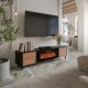 6. VOLARE TV cabinet 200x39x49 black/walnut + fireplace