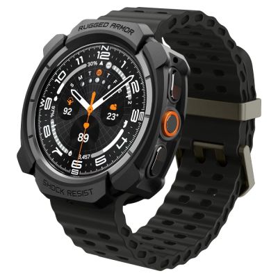 4. Spigen Rugged Armor Case for Samsung Galaxy Watch Ultra 47mm - Matte Black