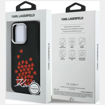 8. Karl Lagerfeld Silicone Heart Sign Logo MagSafe Case for iPhone 16 Pro - Black