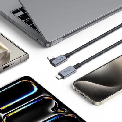 4. Tech-Protect UltraBoost Max L USB-C 4.0 (straight) / USB-C 4.0 (angled) PD 240W 8K 40Gbps 1.5m Cable - Gray