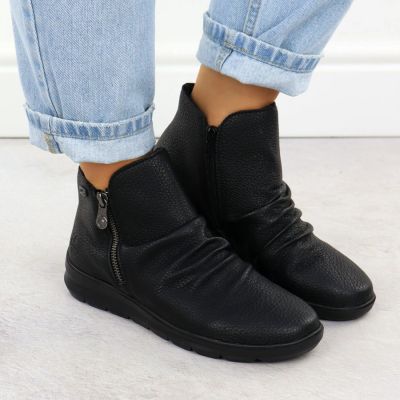 11. Women’s Black Waterproof Leather Ankle Boots – Rieker Z0056-00