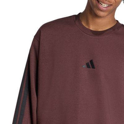 10. Men's adidas Essentials 3-Stripes Fleece Sweatshirt Brown JX0742