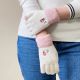 3. Women's winter telephone gloves with a snowman and a Christmas tree - white and pink