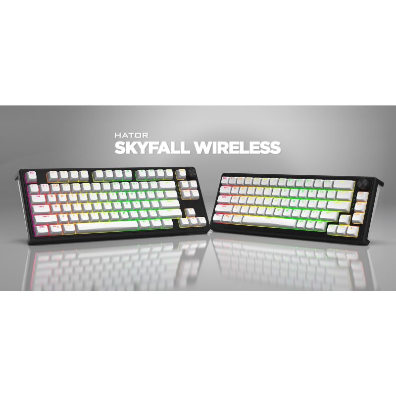 7. HATOR Skyfall Wireless 100 Gaming Keyboard USB + RF Wireless + Bluetooth QWERTY US English Black, White