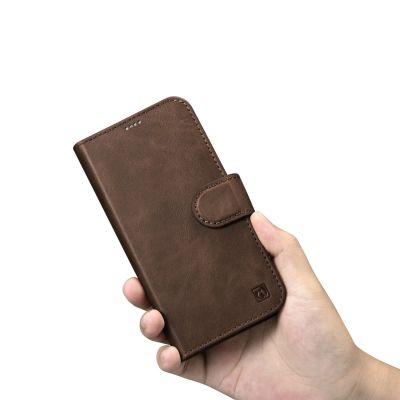 10. iCarer Oil Wax Wallet Case 2in1 Cover iPhone 14 Pro Anti-RFID Leather Flip Case Brown (WMI14220722-BN)