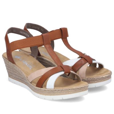 4. Rieker 61995-81 brown women's wedge sandals