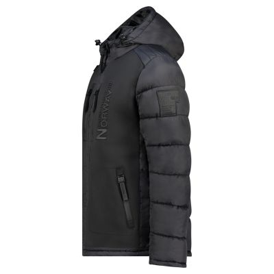 5. Men’s jacket Geographical Norway BEACHWOOD NO CONSTRAST BLACK-BLACK DB MEN 068 (WZ7433H/GN-BLACK / BLACK)