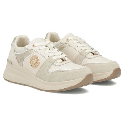 4. Women's leather shoes, sneakers, beige, Filippo DP7769