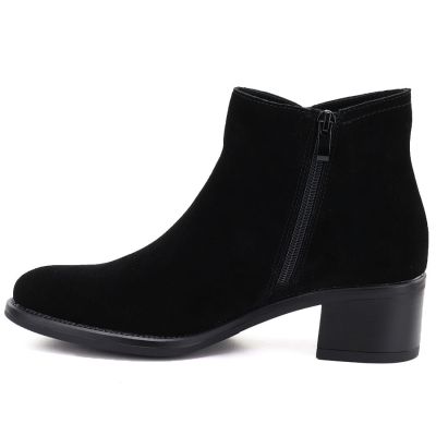 3. Women's leather ankle boots with a block heel, black Sergio Leone BT-52-S