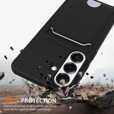 2. Samsung Galaxy S26 TPU Case with Card Holder and Crossbody Lanyard - Black