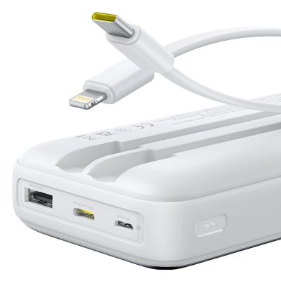 5. Baseus Lipow 20000mAh 22.5W Powerbank with two built-in cables with additional Baseus Simple USB-A - USB-C 3A 20cm cable - white