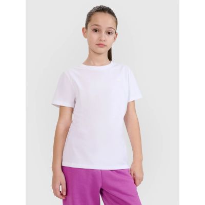 Regular plain girls' T-shirt 4F 4FJWSS25TTSHF2177-10S