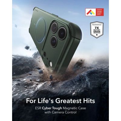 2. ESR Cyber ​​Tough MagSafe Case for iPhone 18 Pro / 17 Pro - Green