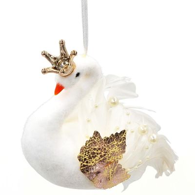 8. SWAN DECORATIVE HANGING BAUBLE 17CM PEARL WINGS