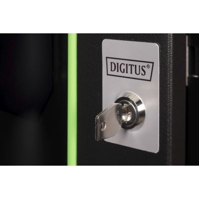 9. Digitus Unique 19" 7U 600x600 wall-mounted network cabinet, glass door, black, undivided, assembled, 100kg