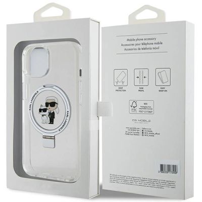 8. Karl Lagerfeld Ring Stand Karl&Choupette MagSafe case for iPhone 14 / 15 / 13 - white