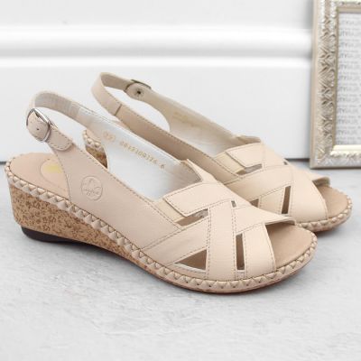 19. Rieker W RKR682 comfortable leather sandals beige