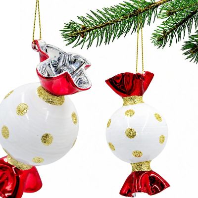GLASS BALL MATERIAL CANDY 10CM DOTS